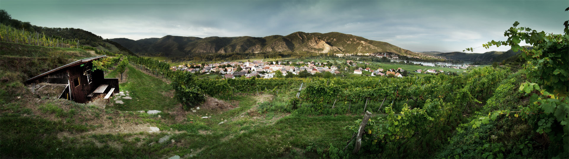 Panorama Aufnahme von Rossatz - Weingärtnerei Frischengruber